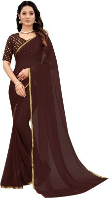 V And V Shop Solid/Plain Daily Wear Georgette Saree(Multicolor)