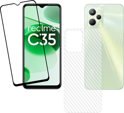 Vatsin Front and Back Tempered Glass for Realme C35, Realme C35 (Back Carbon Fiber)(Pack of 2)