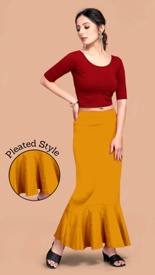 SCUBE DESIGNS SC_PC_PLEATS_3512_MUSTARD_YELLOW Nylon Blend Petticoat(XXL)