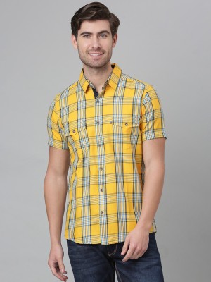 THOMAS SCOTT Men Checkered Casual Yellow Shirt