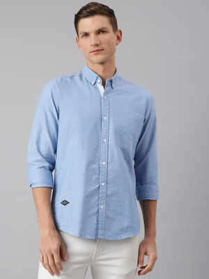 THOMAS SCOTT Men Solid Casual Blue Shirt