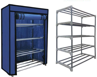 KOnline Metal Shoe Stand Blue 4 Shelves, Metal Shoe Stand(DarkBlue, 4 Shelves, DIY(Do-It-Yourself))