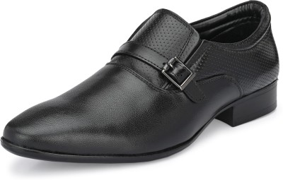 AUSERIO Genuine Leather Formal Shoes Slip On For Men(Black)