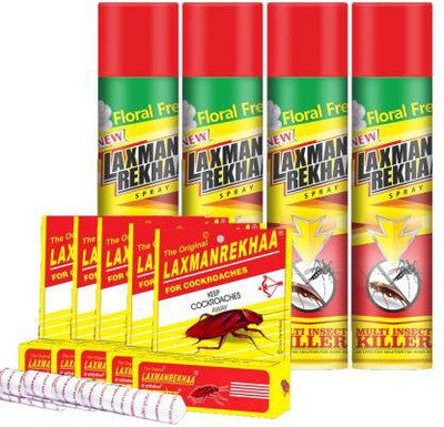 Laxman Rekha Multi Insect Killer Spray Each Pack 200ml With Chalk 10gm Fresh(9 x 94.44 ml)