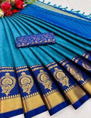 MAHADEV ENTERPRISE Woven Banarasi Silk Blend Saree(Multicolor)