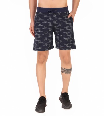 Plus91 Printed Men Dark Blue Casual Shorts