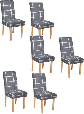 DPA Collection Polycotton Checkered 1 Seater Chair Cover(Grey Pack of 6)