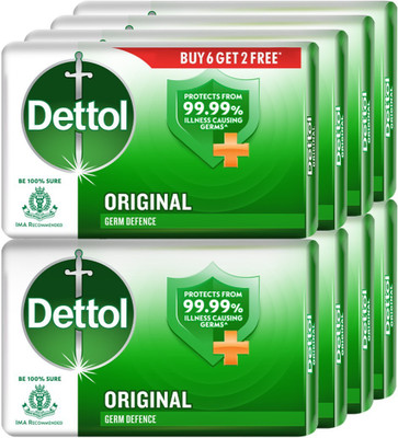 Dettol Original Bathing Soap Bar with 12 HR protective shield(8 x 125 g)