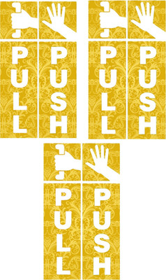 HindK 25.4 cm Push pull sign Self Adhesive Sticker(Pack of 3)
