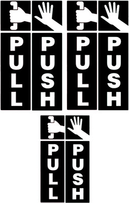 HindK 25.4 cm PULL PUSH STICKER FOR GLASS DOOR PACK OF 3 MULTIPLE PLACE USED Self Adhesive Sticker(Pack of 3)
