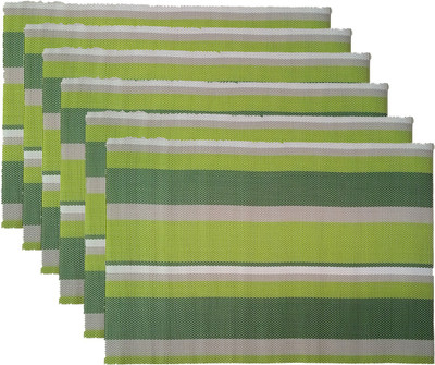 wholesaleindia Rectangular Pack of 6 Table Placemat(Green, PVC)