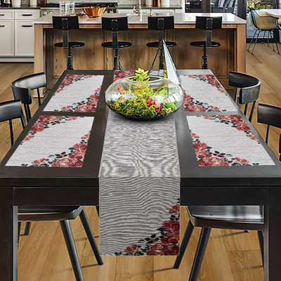 PRAKARTIK Black, Red 180 cm Table Runner(Cotton, Jacquard)