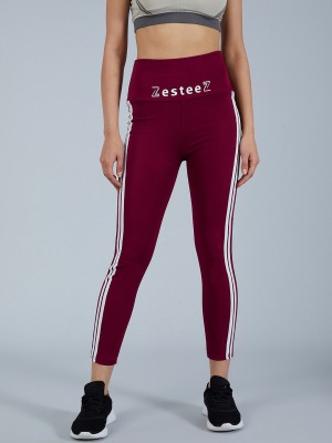 XTR FASHION Striped Women Maroon Tights