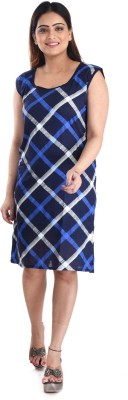 DUI KONNA Casual Checkered Women Dark Blue Top