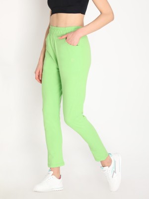 CHKOKKO Solid Women Green Track Pants