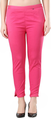 camellias Slim Fit Women Pink Trousers