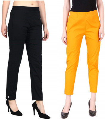 Kanna Fabric Regular Fit Women Black Trousers