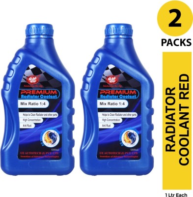 UE Premium Car Care Radiator Coolant Concentrate Red- 1 L (Pack of 2) Mix Ratio 1:4 | Coolant for Petrol, Diesel and CNG Vehicles Coolant Red(2000 ml, Pack of 2)