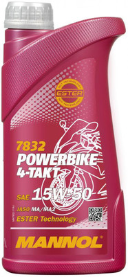 MANNOL MN7832-1 4-Takt High Load Engine Powerbike Oil 15W-50 7832-1ltr High Performance Engine Oil(1 L)