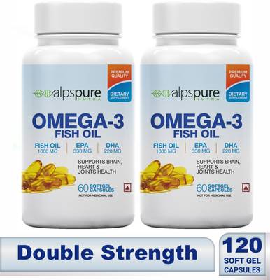 ALPSPURE Omega 3 Fish Oil 1000 mg 120 Softgel Capsules 330 mg EPA And 220 mg DHA(Pack of 2)  (2 x 60 Tablets)