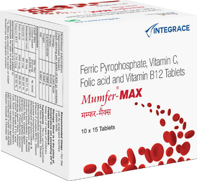 26% OFF on Mumfer Max |150 Tablets Iron, Folic Acid Supplement,Vitamin C & Vitamin-B12- Pack of 15(10 x 15 Tablets)