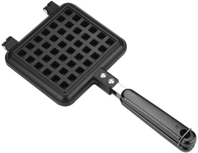 Brittneymart Waffle Maker Mould for Gas Burner Stove/French Egg Pancake/Non-Stick (Black) Waffle Maker