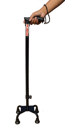 KBG Surgical 4 Leg Black Dori Height Adjustable Men Women Old Age People Patient Walking Stick