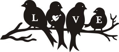SOMUDEE Love Birds MDF Plaque Painted Cutout Ready to Hang Home(Black)
