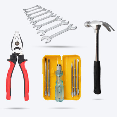 Hillgrove HGCM168M2 8Pc Double Open End Wrench Set with Plier|5in1 Screwdriver Set|Hammer Hand Tool Kit(4 Tools)