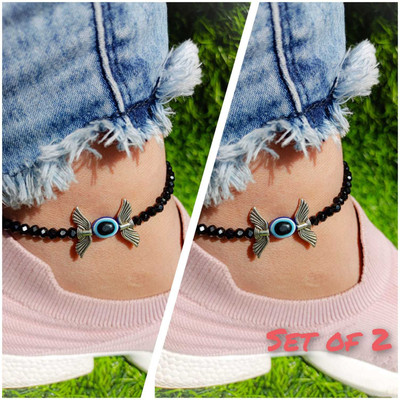 MS ENTERPRISE Evil Eye Anklet Combo of 2 Brass Anklet(Pack of 2)