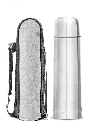 SPIRITUAL HOUSE Stainless Steel Vacuum Insulated Thermos with Bag – Hot & Cold 1000 ml 1000 ml Flask(Pack of 1, Silver, Steel)