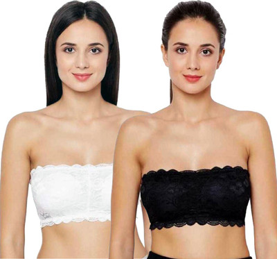ATIMUNA Women Bandeau/Tube Lightly Padded Bra(Black, White)