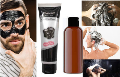 GFSU ACTIVATED CHARCOAL MASK CREAM ANTI BLACKHEAD REMOVER ALL SKIN TYPE CHARCOAL MASK FOR ALL SKIN TYPE WITH ANTI DANDRUFF SHAMPOO(2 Items in the set)