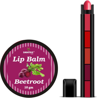 QUIYANG Lip Balm Beetroot 10g & Fab 5 (5 in 1 Lipstick), 7.5g(2 Items in the set)