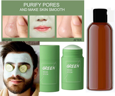 GFSU Green Tea Cleansing Mask Stick for Face | For Blackheads,, Oil Control & Anti-Acne Purifying Solid Clay Mud Mask WITH SHAMPOO(2 Items in the set)