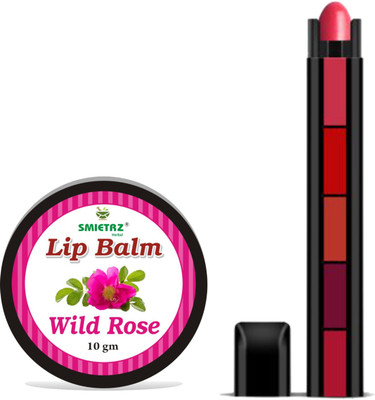 SMIETRZ Rose lip Balm 10g & Fab 5 (5 in 1 Lipstick), 7.5g(2 Items in the set)