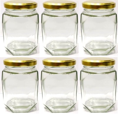 Coozico Glass Grocery Container  - 350 ml(Pack of 6, Gold)