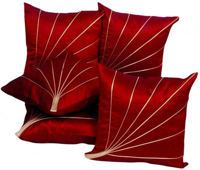 deltouch Dupion Silk Cushions Cover(40 cm*40 cm, Pack of 5, Red)
