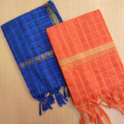 VARYAA Cotton Blend Checkered Women Dupatta