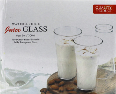 MACARIZE (Pack of 6) 06 pc XTronic Life Engine Unbreakable Glass Set Water/Juice Glass(300 ml, Plastic, Clear)