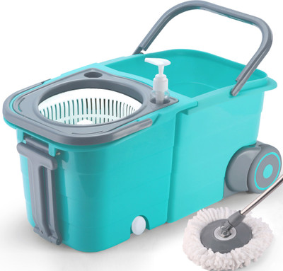 V-MOP Premium Double Bucket Spin Mop with Wheels (( 6 Months Warranty on Rod Set ))-02 Wet & Dry Mop(Multicolor)