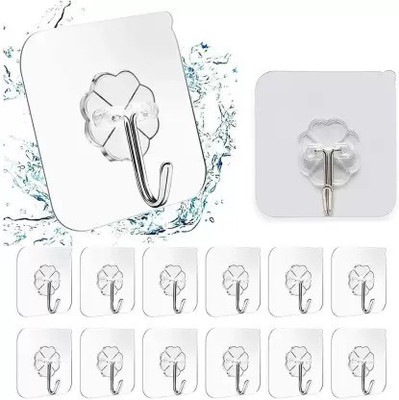 Shreejee Self adhesive reusable hook/kitchen bathroom accessories 10kg load capacity Hook 1(Pack of 14)