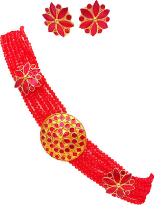balaji gold Copper Gold-plated Red, Gold Jewellery Set(Pack of 1)