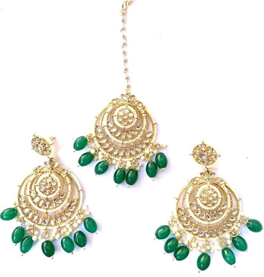 NIKYANKA Alloy Gold-plated Gold, Green Jewellery Set(Pack of 1)