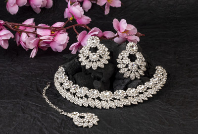 VATSALYA creation Alloy Gold-plated White Jewellery Set(Pack of 1)
