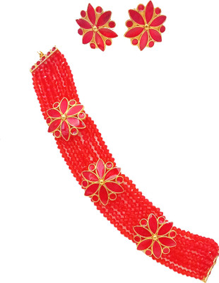 balaji gold Copper Gold-plated Red Jewellery Set(Pack of 1)