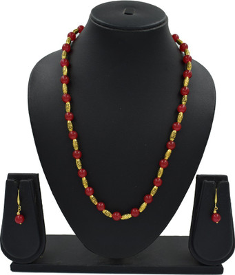 Sandhya Designer Studio Stone Gold-plated Red, Gold Jewellery Set(Pack of 1)