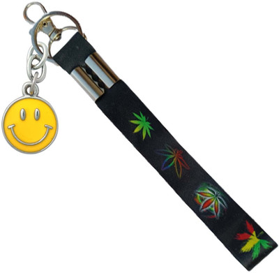 SHOKY LOOKS fancy Premium Quality Black Fabric Hook With Smiley for Bike Lover Key Chain