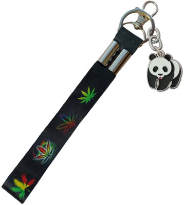 HANDSOME ISK fancy Premium Quality Black Fabric Hook With Panda Lightweight Key Chain