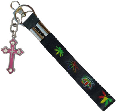 HANDSOME ISK fancy Premium Quality Black Fabric Hook With Red Jesus Cross Key Chain